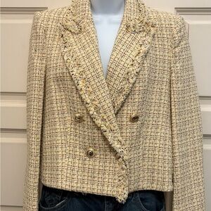Zara Cream Tweed Double-Breasted Blazer